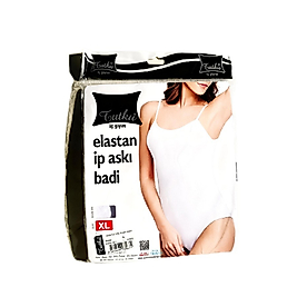 Tutku Elastan İp Askılı Badi Beyaz Kadın İç Giyim Esnek Rahat Çıtçıtlı Atlet