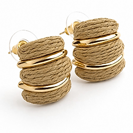 ✨ Hasır & Gold Detaylı Bohem Küpe