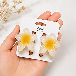 Şeffaf Lotus Saç Tokası Sarı Beyaz – Mini Boy 2’li
